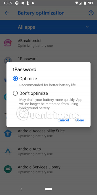 Chọn Don’t optimize