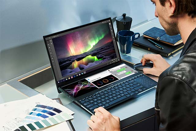 ZenBook Pro Duo UX581 có thể trở thành chiếc máy trạm được sử dụng bởi các họa sĩ, nhà thiết kế đồ hoạ