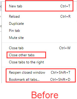Khi bạn nhấp chuột phải vào một tab trình duyệt trên cùng, một menu sẽ xuất hiện với 10 tùy chọn khác nhau
