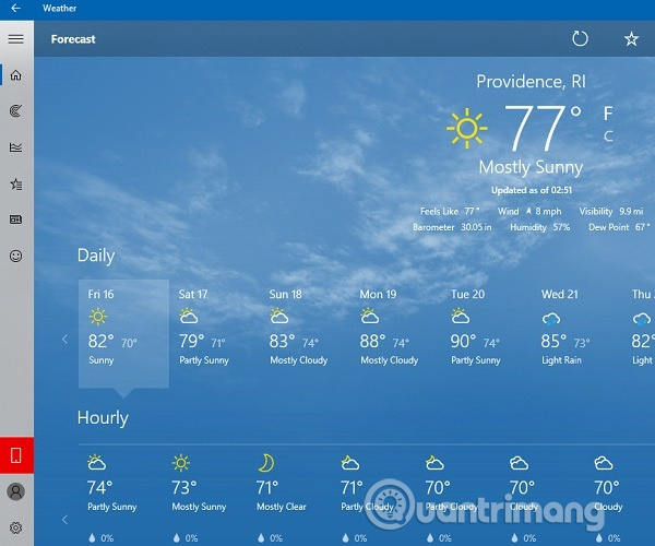 Xem thời tiết với ứng dụng Weather mặc định của Windows 10
