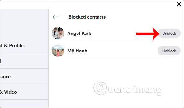 Bỏ chặn tài khoản Skype