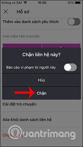 Đồng ý chặn tài khoản Skype
