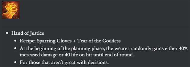 Trang bị Nắm Đấm Công Lý DTCL 9.18