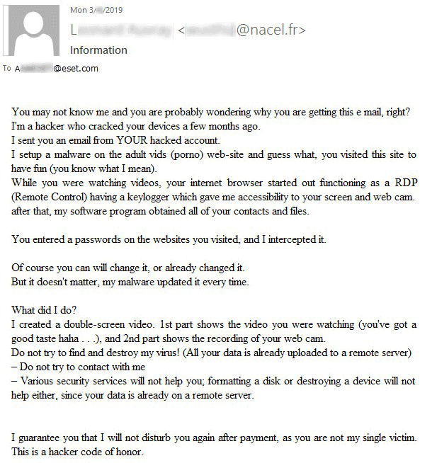 Thông điệp tống tiền nạn nhân