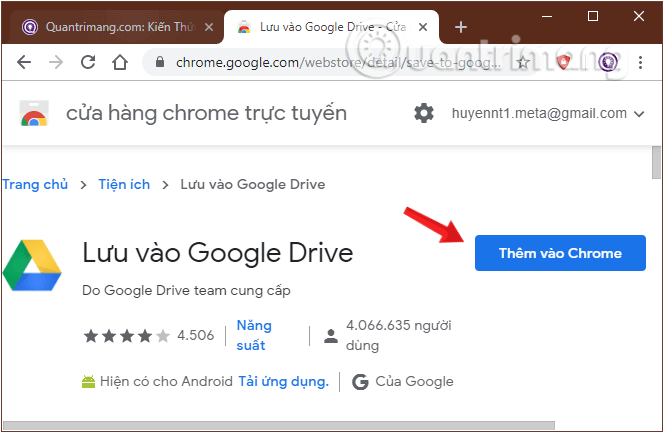 Thêm tiện ích mở rộng "Lưu vào Google Drive" vào Chrome