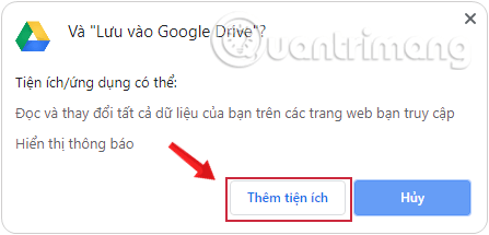 Hộp thư xác nhận bạn muốn thêm tiện ích mở rộng không