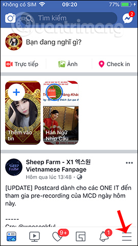 Giao diện Facebook 