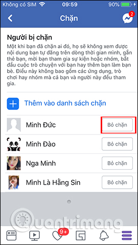 Danh sách bị chặn