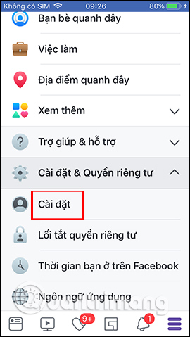 Cài đặt Facebook