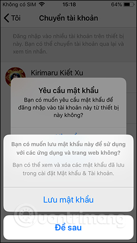 Tùy chọn lưu mật khẩu