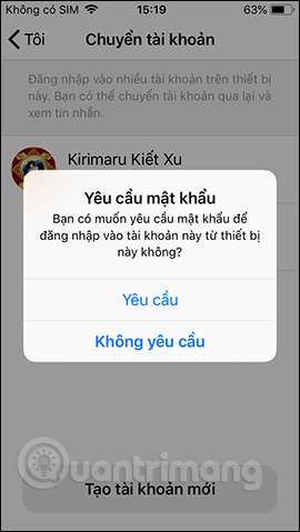 Yêu cầu nhập mật khẩu