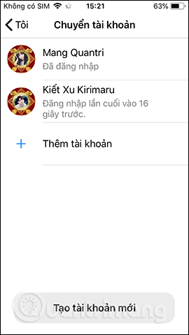 Hiện tài khoản Facebook mới