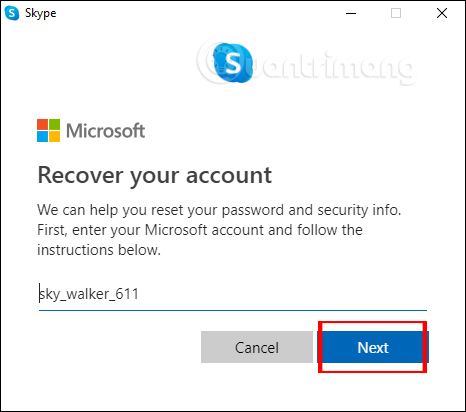 Nhập tài khoản Microsoft
