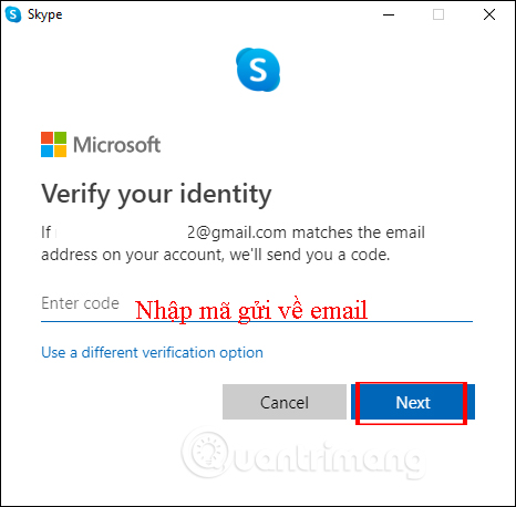 Điền mã xác minh