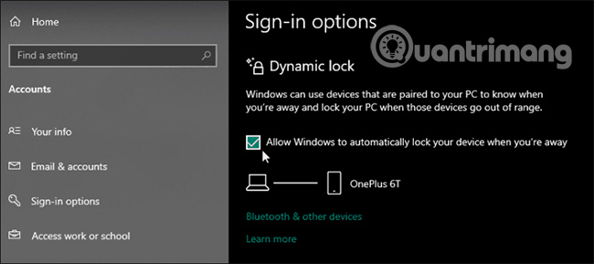 Cách sử dụng Dynamic Lock để bảo mật PC Windows 10