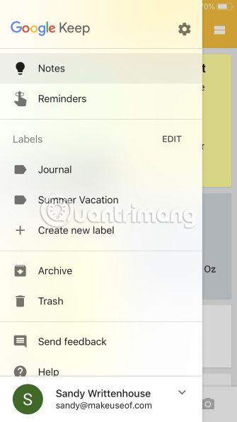 Các ứng dụng di động cho Google Keep cung cấp cho bạn một giao diện tương tự