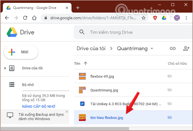 Tập tin sẽ được lưu trên tài khoản Google Drive