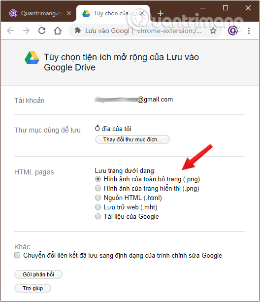 Bạn có thể lưu trang web dưới một số dạng khác nhau mà tiện ích mở rộng cung cấp