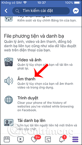 Chỉnh âm thanh Facebook