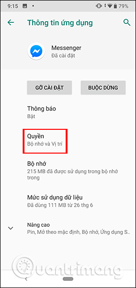 Messenger truy cập thiết bị