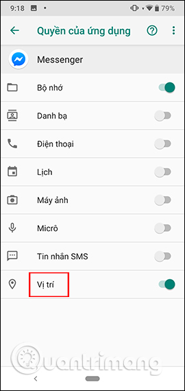 Messenger dùng vị trí trên Android