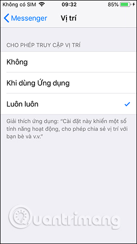 Messenger iPhone sử dụng vị trí