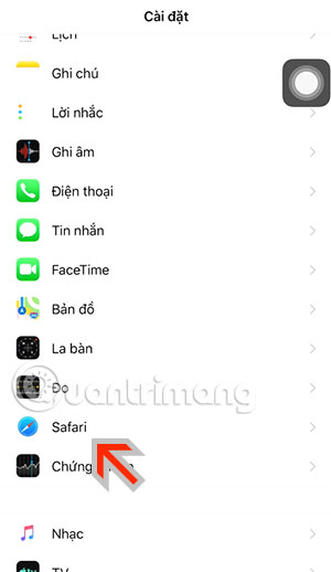 Chọn trình duyệt Safari