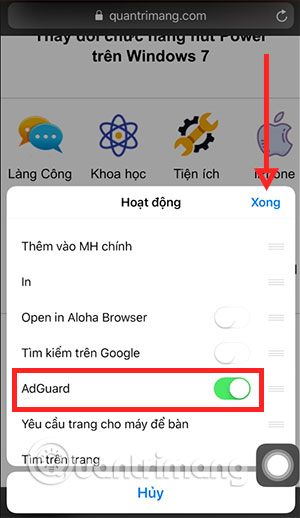 Bật AdGuard