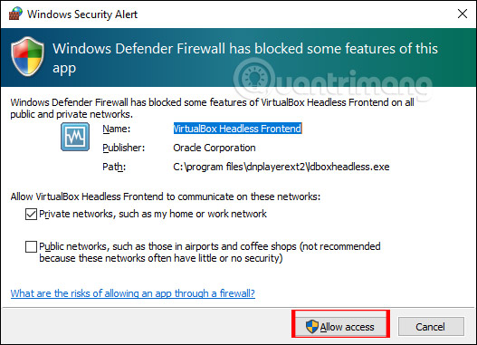 Cho phép truy cập