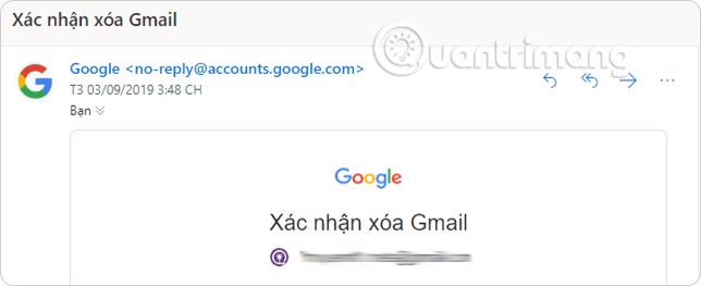 Mở email từ Google (no-reply@accounts.google.com)