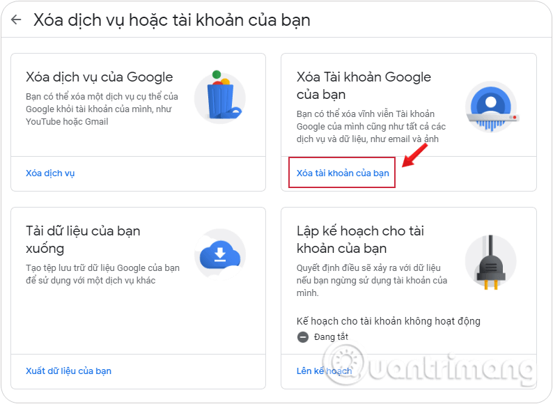 Nếu bạn đang muốn xóa tài khoản Gmail của mình, hãy xem hình ảnh này để biết thêm thông tin chi tiết về quá trình này. Chỉ cần theo những bước đơn giản để xóa tài khoản của bạn trong vài phút, bạn sẽ giải quyết được vấn đề của mình một cách dễ dàng.