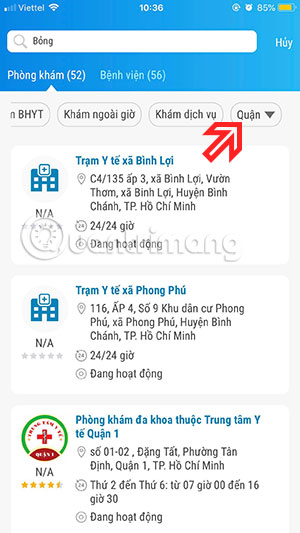 Tìm quận, huyện chữa bệnh