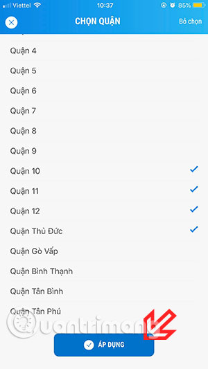 Chọn quận, huyện chữa bệnh gần nhất