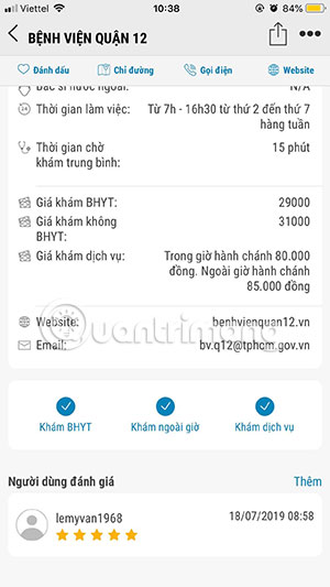 Giờ hoạt động của phòng khám