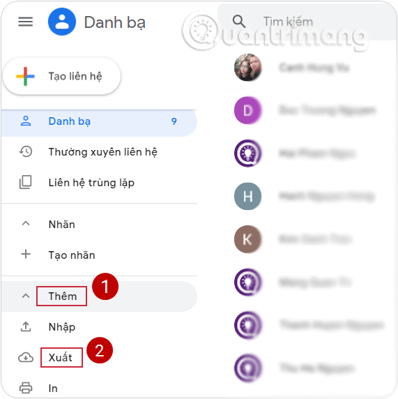 Chọn Thêm (More) > Xuất (Export)