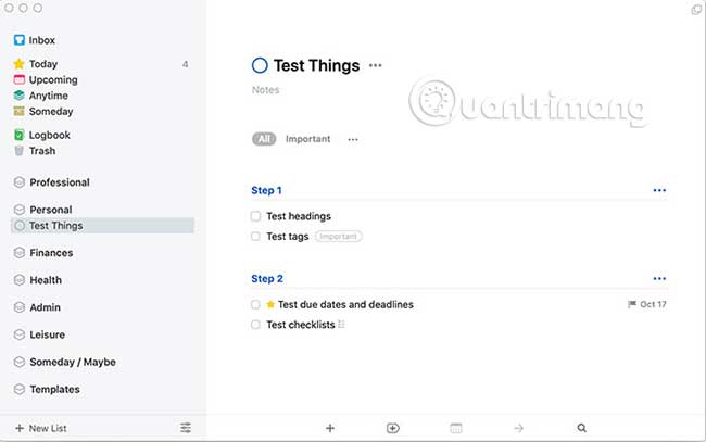 Things luôn tập trung vào việc xem xét các nhiệm vụ như các Project