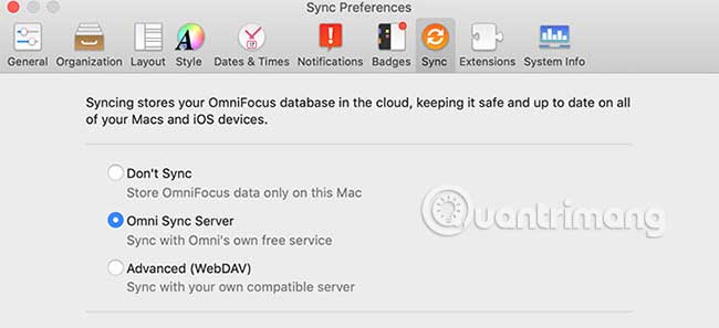 OmniFocus cung cấp nhiều tùy chọn đồng bộ