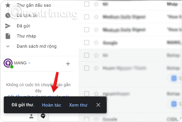 Kiểm tra việc kích hoạt bằng nhữngh gửi một mail bất kỳ để thử hoàn tác