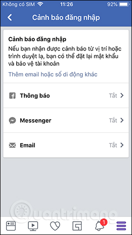 Chỉnh thông báo đăng nhập