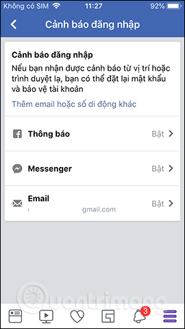 Bật thông báo trên Facebook tại 3 vị trí