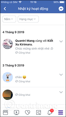 Hoạt động Facebook