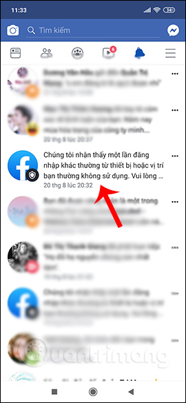 Thông báo đăng nhập