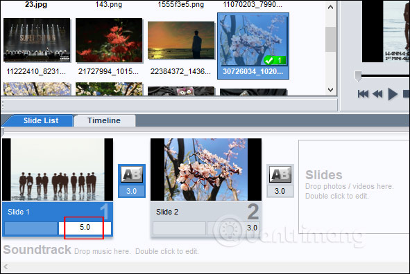 Đổi thời gian hiện ảnh