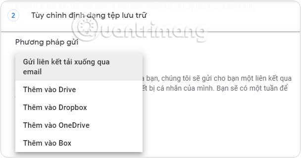 Loại xuất dữ liệu, Loại tệp, Kích thước tệp tải về