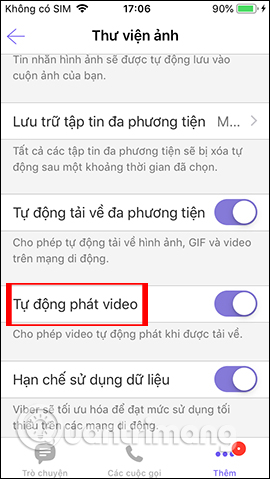 Tự động bật video