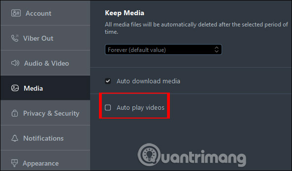 Tắt tự phát video Viber PC