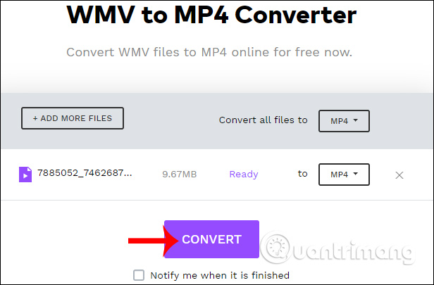 Tải video lên Wondershare WMV to MP4