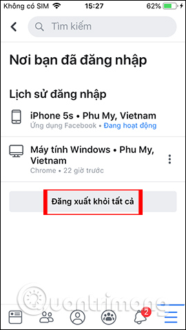 Đăng xuất khỏi các thiết bị