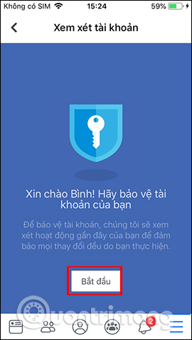 Tiến hành kiểm tra tài khoản
