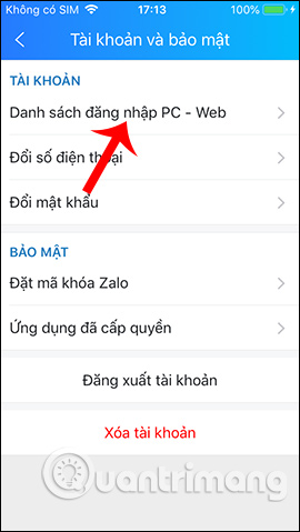 Danh sách đăng nhập